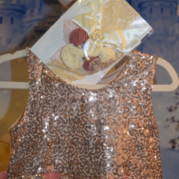 NWT ~ Whitney Elizabeth Pink & Gold Sequin Dress Size 3/4 - Picture 6 of 8